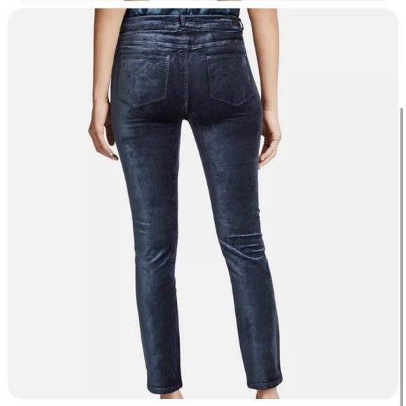 PAIGE | Blue Velvet Cotton/Rayon/Spandex Button-Fly Hoxton Ankle Peg Jeans/Pants - Picture 2 of 15